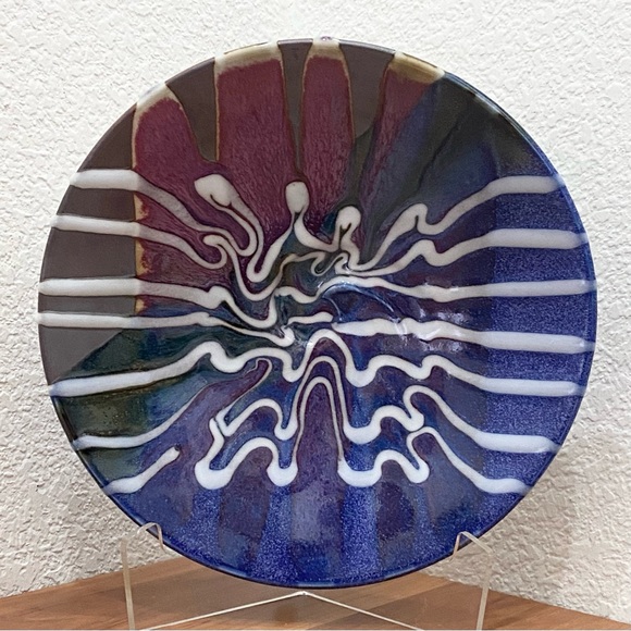 Matthew Patton Other - Vintage 1994 Matthew Patton Signed Art Pottery Blue Multi Swirl 9.75” Bowl Plate